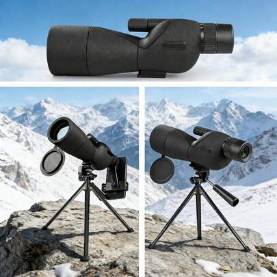 高分辨率单筒双筒望远镜，带三脚架 - 手动对焦，60毫米物镜，便携式双筒望远镜，适用于户外观鸟、音乐会和送礼 | 含观鸟装备 | 坚固耐用