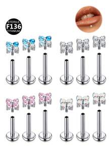 AVYRING Titanium Earrings Nose Studs 16G Hypoallergenic Implant Grade 6MM 8MM 10MM Internally Threaded Helix Tragus Labret Lip Flatback Piercing Jewellery - Butterfly - View 1