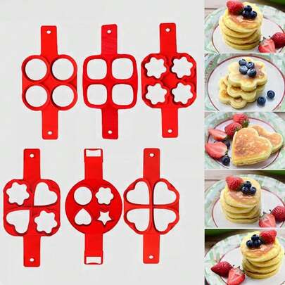 1pc Creative Silicone DIY Egg Cooker, 4-Cavity Multi-Function Pancake Mold, Egg Cooking & Baking Mold