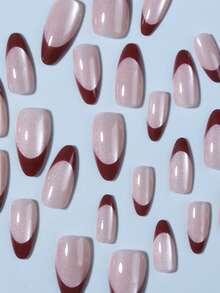 24片装长款杏仁形法式猫眼美甲贴纸，法式贴合设计，杏仁形贴合，完美贴合，亚克力假指甲套装，包含：1片果冻胶和1个指甲锉，猫眼美甲和法式杏仁美甲贴纸，适合女性日常工作、节日、派对和其他场合的美甲用品 - 彩色 - 查看 5