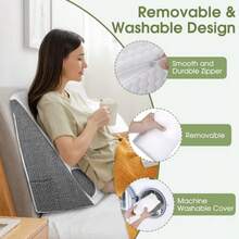 Triangular Sleeping Wedge Pillow Adult Anti-Reflux Pillow Bed Reading Pillow Bed Backrest With Washable Cover With Pockets - Grey - View 7