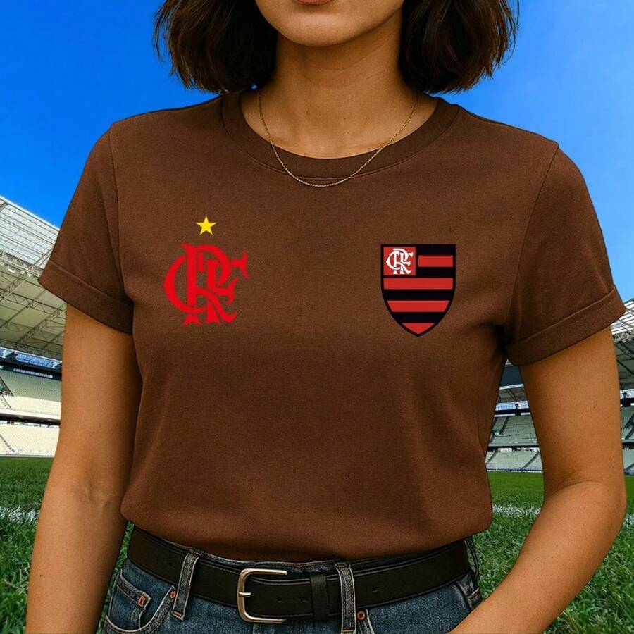 Basic Flamengo T-Shirt With 2 Crests - New Release - 鏽棕色 - 查看 1