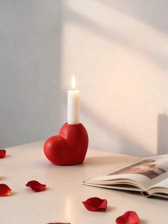 1 st elegant hjärtformad ljusstake i keramik, romantisk ljusstakeset, lämplig för heminredning, matbordsdekoration, perfekt för bröllop, alla hjärtans dag, sovrums- och badrumsdekoration (ljus ingår ej)