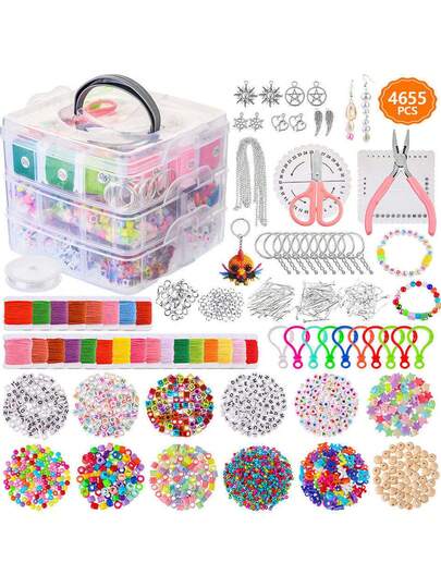 1 Set de Kit de Joyería DIY con Cuentas con Letras, Adecuado para Pulseras, Collares, Manualidades, Regalo Hecho a Mano para Familia, Niños, Amigos, Estudiantes