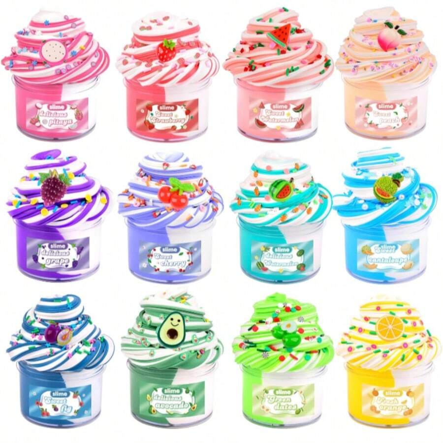 24 Pack Axolotl Butter Slime Kit, Funny Slime Charms, Soft Slimes, Stress Relief Toys For Kids, Party Favors For Toddlers Teens Girls And Boys - 彩色 - 查看 1