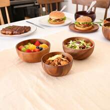 1/2/4/8 piezas Cuencos de madera de acacia con forma de calabaza hechos a mano - Cuencos redondos de madera para ensalada/aperitivos para palomitas, pasta, caramelos, cereales, crema de coco, aperitivos, cocina, diseño rústico, platos de madera hechos a mano, platos para salsa de inmersión 8cm/12.5cm/14cm/16cm