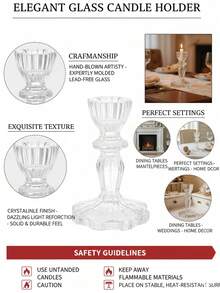 3pcs/1pc Elegant Transparent Candle Holder/Candle Stand, Room Decor/Home Decor/Tabletop Decor, Natural Crystal Design, Suitable For Furniture Decor, Home Desk Decor, Wedding Centerpiece, Office Decor, Outdoor Garden Decor, Room Decor, Family Gathering, Dining Table Decor, Wedding, Events, Gift For Best Friend/Christmas/Thanksgiving/Halloween - Clear - View 4