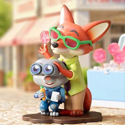 (Random 1PC) Official Licensed Best Buddies Blind Box - 100% Authentic Judy Hopps & Nick Wilde Anime Character Collectible, Soft Rubber & Plush Surprise Figurine, Random Delivery 1PC With Hidden Style, Cute Desktop Shelf Ornament, Bag Pendant Keychain Charm For Handbag Car, Perfect Birthday Holiday Gift For Kids Teens Fans, Cartoon Friendship Theme Decor Accessory