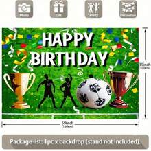 1 buc decorațiuni pentru petrecere de fotbal, fundal banner de ziua de naștere, fundal tematic de fotbal, potrivit pentru petrecere de ziua de naștere de fotbal, fundal foto banner decor de perete recuzită petrecere - Multicolor - Vizualizare 3