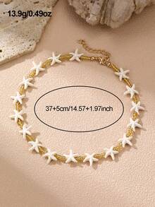 Set de 2 collares con estrella de mar, concha y perla, estilo costero, adecuado para uso diario de mujeres - Multicolor - Ver 10