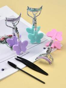 1/2pcs High-Quality Butterfly Handle Eyelash Curler, Anti-Slip Design, Suitable For Women Makeup Tools, Precisely Fits Eye Shape To Create Sunflower Lashes - Multicolor - View 3