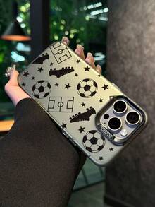 1pc Football Pattern Design Shockproof Scratch-Resistant Protective Phone Case, Suitable For Travel Enthusiasts, Compatible With IPhone XR/11 Pro Max/7P/8P/12 Pro/12 Pro Max/13 Pro/13 Pro Max/14 Pro/14 Pro Max/15 Pro/15 Pro Max/14/15Plus/16E/16 Pro/16 Pro Max/17 Pro/17 Pro Max/Air/SMART8, Galaxy A55/A15/S23/S24/S25 Ultra - Black - View 7