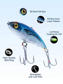 KINGDOM 1PC Kingpro 海水钓鱼路亚饵 61克/66克，适用于拖钓、抛投、收线、底钓，大沉铅笔型路亚饵，专为海钓设计的大重量路亚饵，夜光涂层，单芯钢丝，适合初学者和专业钓鱼者使用。