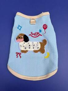 1件 LANGXINGCS 冬季卡通狗狗背心，条纹图案透气猫咪背心，宠物背心，涤纶材质，柔软透气，可爱蝴蝶结设计，适合中小型猫狗