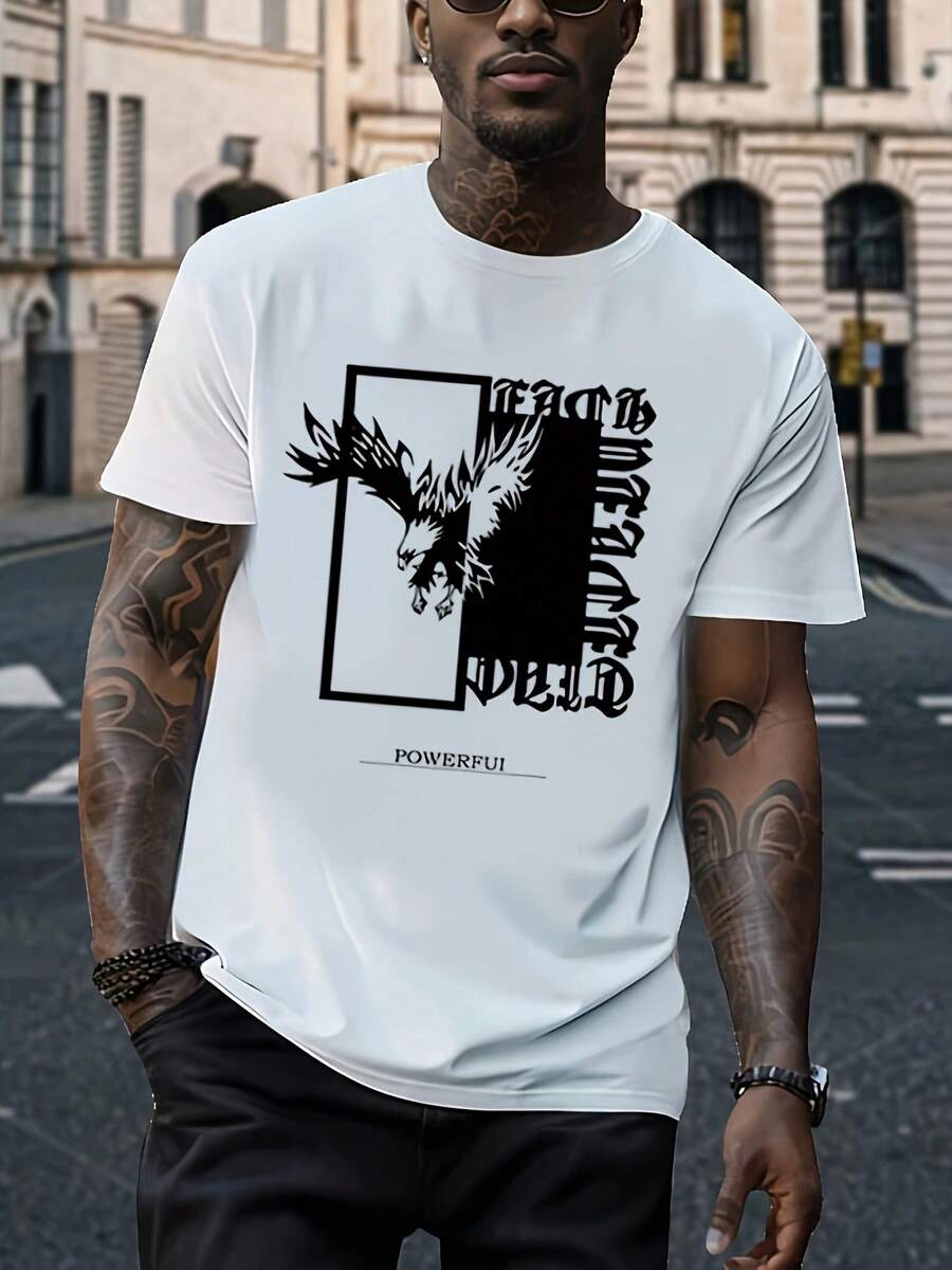 Fashionable Printed T-Shirt For Men - White - View 1
