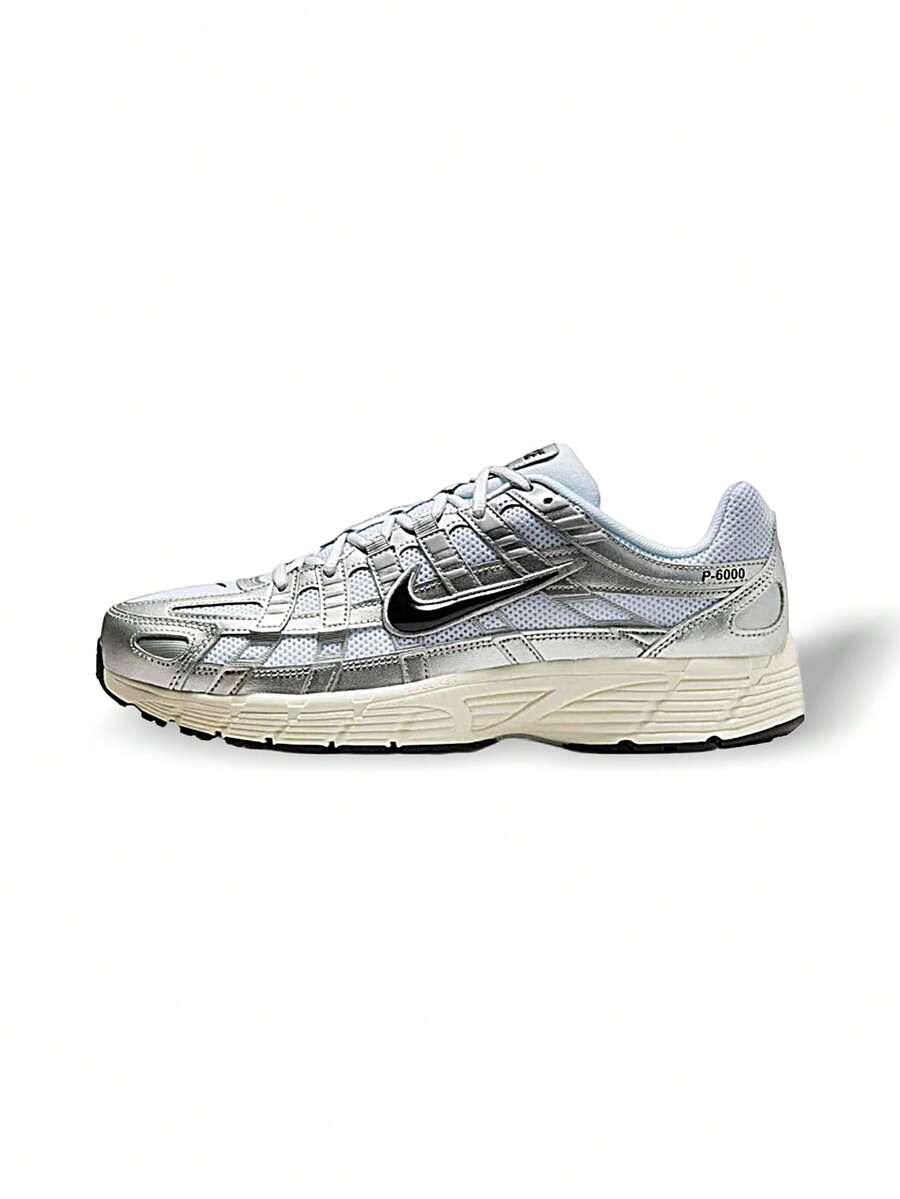 Nike P-6000 男女通用运动鞋 透气吸汗 百搭 Logo 纯色 弹性好 易洗 运动户外跑步 日常上学 白色 银色 CD6404-105 - 白色/銀色 - 查看 1