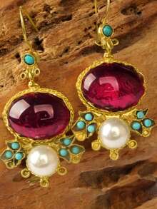 2pcs Vintage Faux Pearl & Rhinestone Dangle Earrings, Suitable For Party, Daily Wear, Gatherings, 2026 New Jewelry For Women - Multicolor - View 5