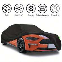 210T Car Cover With Reflective Strips, High-Quality Anti-Scratch Material, Waterproof, Snow-Proof, Dust-Proof, Easy Installation, Provides All-Weather Protection For Your Beloved Vehicle - Black - View 6