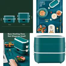 PZW Lunch Heater 6 in 1 Electric Lunch Box Insulated Food Heater with White Porcelain Liner Large-Capacity Self Heating Box for On-The-Go Travel White Mechanical2537 - como en la foto - Ver 1