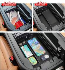 smabee - Organizador de consola central para  CX-90 CX90 CX-70 CX70 CX70 2025, caja de alenamiento para reposabrazos de coche, accesorios TPE, interior negro - negro - Ver 4
