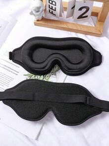 1PC Solid Color Eye Mask, Simple Black Sleep Mask, Suitable For Family, Travel, Bedroom, Travel, Office, School, And Back To School Supplies - 黑色 - 查看 2