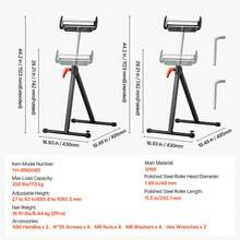Paquete de 2 soportes con rodillos, carga máxima de 250 lb, altura ajustable de 27 a 43 pulgadas para carpintería - 2 soportes de 250 lb - Ver 7
