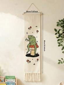 1件/2件装青蛙图案壁挂，波西米亚蘑菇艺术墙旗，可爱青蛙喝咖啡挂毯，复古卡通墙饰，适用于卧室、客厅、宿舍、书房、厨房，北欧风格植物系列装饰卷轴画 - 彩色 - 查看 14