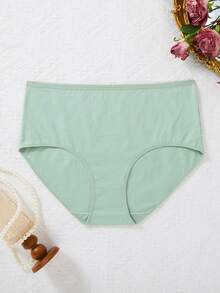 6 piezas Bragas de algodón de talla grande de unicolor, elegantes y cómodas de cintura alta - Multicolor - Ver 4