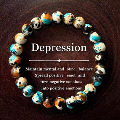 Pulsera de piedras de colores para sanar las emociones, con diseño de textura moteada multicolor, ayuda a equilibrar las emociones psicológicas, aliviar el estrés y mejorar las emociones negativas, accesorio versátil adecuado para el transporte diario, relajación emocional en el hogar y alivio del estrés