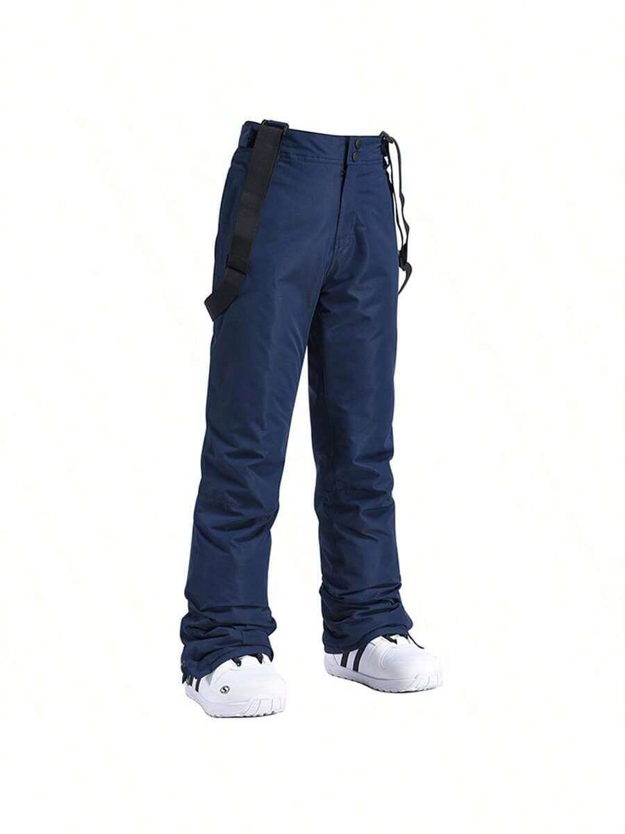 Unisex Ski Pants, Warm, Windproof And Waterproof Snow Pants, Adjustable And Removable Suspenders, Backpacking Pants, Winter Mountaineering Pants - 藏蓝色 - 查看 1