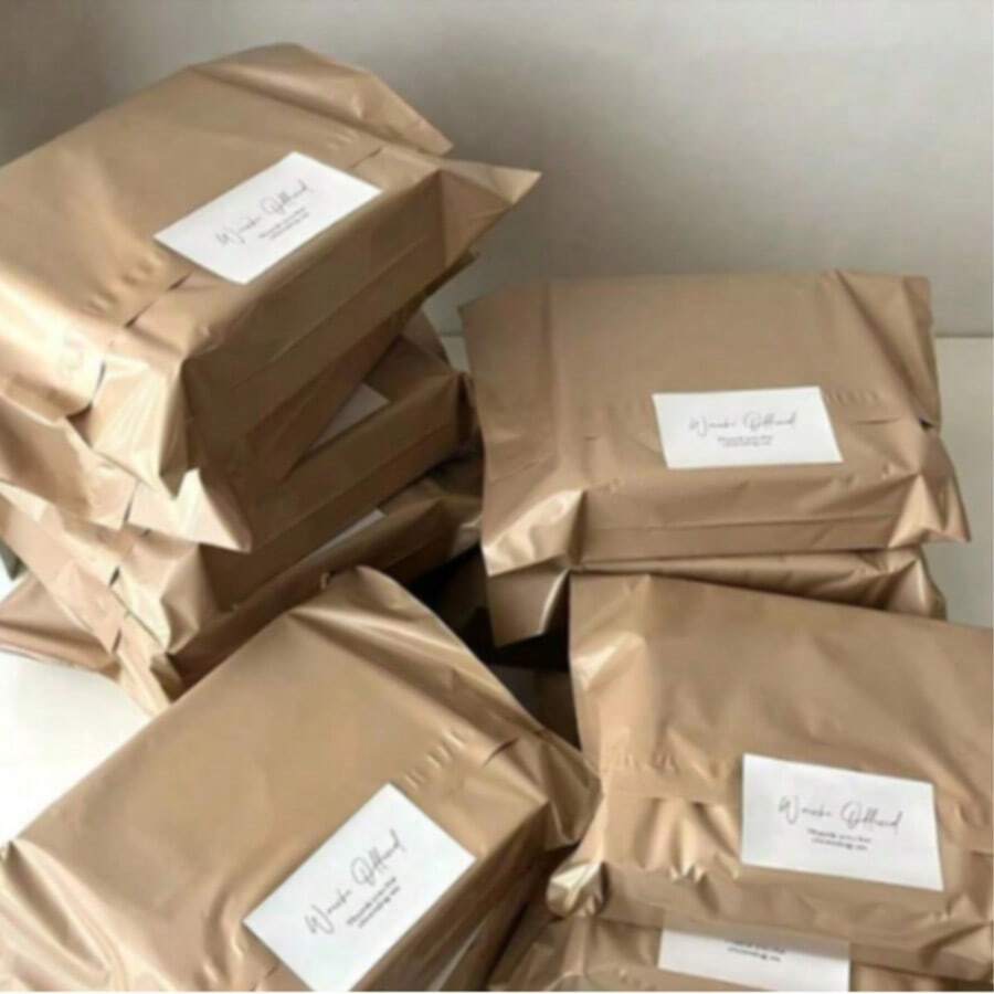 10/50pcs Self-Adhesive Plastic Mailing Envelopes - Polyethylene Courier Shipping Bags - Brown - View 1