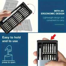 25-In-1 Precision Screwdriver Set, Magnetic Screwdriver Bits, Portable Multi-Function Repair Tool Kit, Durable Alloy, For Disassembling Smartphones, Tablets, Electronics, Eyeglasses, Watches, Jewelry - Fits Various Screw Heads - Multicolor - View 7