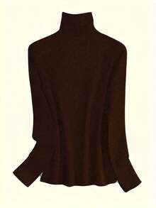 2024 New Arrival Women's Turtleneck Undershirt, Fashionable Layering Piece, Long Sleeve, Black, Thin, Suitable For Spring, Autumn And Winter - Coffee Brown - View 5