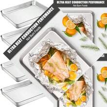 Horneo bandeja de acero inoxidable no tóxica saludable con acabado de espejo resistente al óxido - Plateado - Ver 1