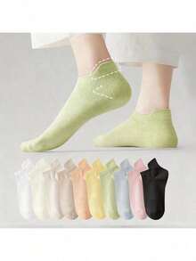 5/8/10 Pairs Mixed Color Women's Ankle Socks - Solid Color Sweat-Absorbent Breathable Short Socks - Seamless Toe Anti-Pilling, Suitable For Outdoor Leisure, Sports Cycling, Men's Socks, Short Socks Suitable For Spring Summer Autumn, Women's Socks, Student Socks, Women's Socks, Women's Boat Socks, Home And Travel Use - Multicolor - View 2
