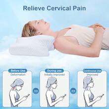 Cervical Pillow For Neck And Shoulder Pain Relief Cool Ice Silk Memory Foam Pillows Odorless Orthopedic Support Bed Pillows Heated Neck Ergonomic Pillows For Back Side Stomach Sleeper Grey - LightGrey - View 3