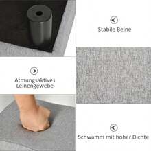 HOMCOM Rectangular Footstool Upholstered In Linen, Load Capacity Up To 150 Kg, For Living Room, Hallway, Grey - Grey - View 5