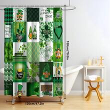 1pc/4pcs St. Patrick's Day Themed Bathroom Set, St. Patrick's Day Leprechaun/Clover/Plaid Shower Curtain Set, Bathroom Divider Curtain With Hooks, Anti-Slip Bathroom Mat Carpet, U-Shaped Toilet Mat, Toilet Seat Cover, Holiday Party Home Bathroom Accessories 4-Piece Curtain Set - Multicolor - View 16