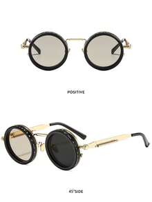 9-Level Adjustable Tinted Round Lens Fashion Glasses, Suitable For Various Occasions Such As Retro Punk Parties, Music Festivals, . Especially Suitable For Easter, Graduation Season, Halloween And Christmas. Aluminum-Magnesium Alloy Lenses, Alloy Frames. - Rotate N9 - View 8