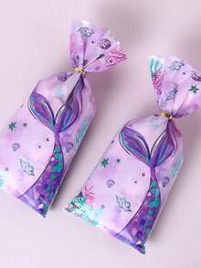 25/50/100个紫色美人鱼礼品袋，礼品包装，DIY包装用品，生日袋，礼品包装用品，包装袋，派对礼品，生日礼物，礼品包装，派对装饰，家居装饰，房间装饰，餐桌装饰，婴儿派对装饰，男孩生日礼物，女孩生日礼物，生日礼物，厨房包装袋，糖果袋，密封袋，美人鱼生日装饰，美人鱼袋 - 彩色 - 查看 4