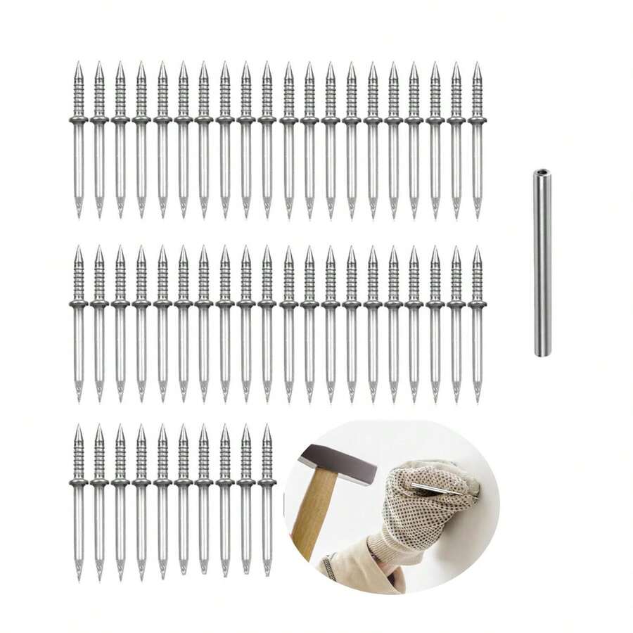 Rosca de Zócalo de Doble Cabeza sin Soldadura - Línea de Zócalo sin Marcas - Clavos de  Invisibles - Clavos de Dos Cabezas - Clavo Oculto de Acero al Carbono (50 Piezas) - 100 - Ver 1