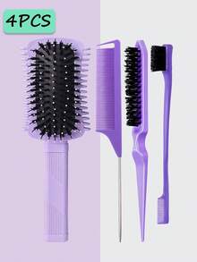 2/3/4/5/6/10 Pcs Hair Brush With Hair Styling Comb Set, The Narrow Side Edge Efficiently Separates And Volumizes Curl Clumps, 9-Row Cushion Nylon Styling Brushes, Blow-Dry Styling, Soft Silicone Scalp Massager Brush, (6.8oz/200ml)Continuous Mister Spray Bottle For Hairstyling - Multicolor - View 3