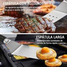 ABUDA 33 Piezas de Utensilios para Barbacoa Accesorios de Acero Inoxidable para Barbacoa y Caja de Almacenamiento Ideales para Barbacoas al Aire Libre. - como en la foto - Ver 4