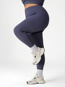 Sodalemon Plus Size Women Compression Leggings, Seamless Elastic Tights For Dance, Yoga, Running, Outdoor Sports - 藍色 - 查看 5