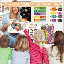 18 Boho Colorful Educational Posters For Toddlers 1-6, Toddler Fun Learning Posters For Preschool & Kindergarten, ABC Chart, Numbers, Colors, Shapes, Days Of The Week, Classroom Decor Posters For Wall Homeschool PreK Classroom Must Haves - Nhiều màu - Xem 3