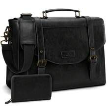 NEWHEY Flap Messenger Bag For Men Vintage PU Leather Laptop Bag 15.6 Inch Retro Briefcase With Wallet Satchel Computer Bag - Multicolor - View 14