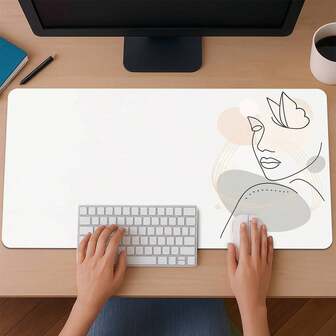 1pc Morandi-Toned Minimalist Face Line Art Mouse Pad - Lightweight & Table-Fitting (No Curling), Stain-Resistant & Easy To Wipe, Minimalist Mat For Daily Home Office / Student Desks / Bedroom Leisure Desktops / Small-Space Workstations