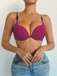 3 pièces/set Soutien-gorge à armatures avec décoration en nœud, soutien-gorge ajustable confortable et de soutien - Multicolore - Voir 4