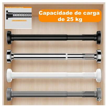 Metal pintado de branco Porta Cortina Multiuso Box Varão Bastão Para Banheiro de Extensível Universal Ajustável