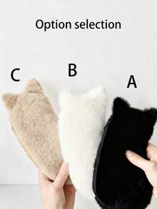 1个可爱猫咪毛绒化妆刷包，卡通大容量文具/化妆品包，创意礼物，适合女性和女孩，柔软舒适的个性化化妆包 - 彩色 - 查看 7